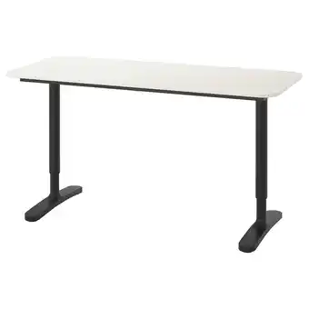 IKEA Bekant Bureau, blanc/noir, 140x60 cm offre