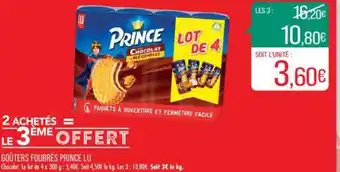 Match GOÛTERS FOURRÉS PRINCE LU offre