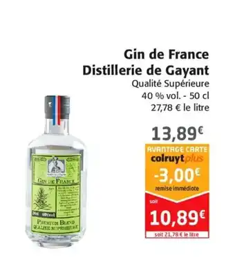 Colruyt Gin de france distillerie de gayant offre