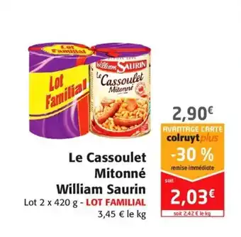 Colruyt Le cassoulet mitonné william saurin offre