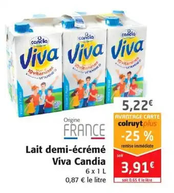Colruyt Lait demi-écrémé viva candia offre