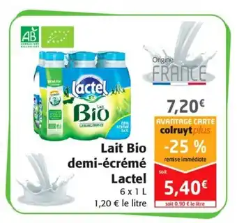 Colruyt Lait bio demi-écrémé lactel offre