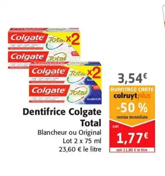 Colruyt Dentifrice colgate total offre
