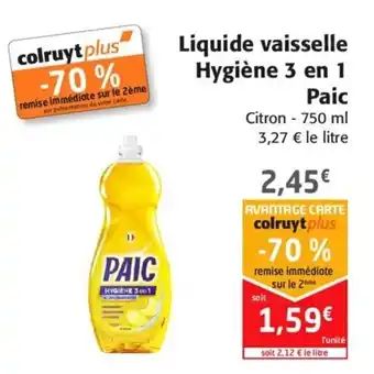 Colruyt Liquide vaisselle hygiène 3 en 1 paic offre