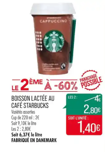 Match Boisson lactée au café starbucks offre