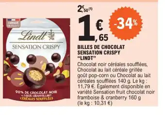 E.Leclerc BILLES DE CHOCOLAT SENSATION CRISPY "LINDT" offre