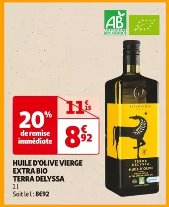 Auchan Supermarché TERRA DELYSSA HUILE D'OLIVE VIERGE EXTRA BIO offre