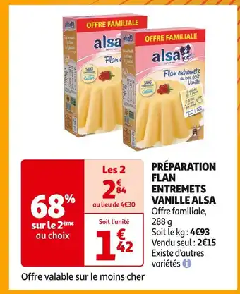 Auchan Supermarché ALSA PRÉPARATION FLAN ENTREMETS VANILLE offre