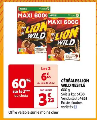Auchan Supermarché NESTLÉ CÉRÉALES LION WILD offre