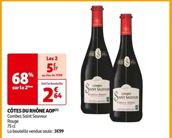 Auchan Supermarché Combes Saint Sauveur CÔTES DU RHÔNE AOP offre