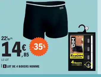 E.Leclerc 5 LOT DE 4 BOXERS HOMME offre