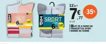 E.Leclerc 9 LOT DE 6 PAIRES DE CHAUSSETTES SPORT HOMME OU FEMME offre