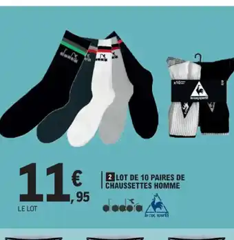 E.Leclerc 2 LOT DE 10 PAIRES DE CHAUSSETTES HOMME offre