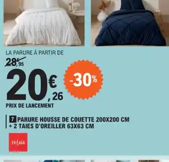 E.Leclerc 7 PARURE HOUSSE DE COUETTE 200X200 CM + 2 TAIES D'OREILLER 63X63 CM offre