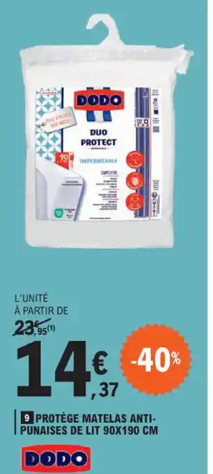 E.Leclerc 9 PROTÈGE MATELAS ANTI-PUNAISES DE LIT 90X190 CM offre