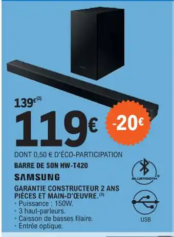 E.Leclerc BARRE DE SON HW-T420 offre