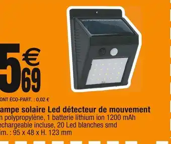 Cora x Carrefour Lampe solaire Led détecteur de mouvement offre