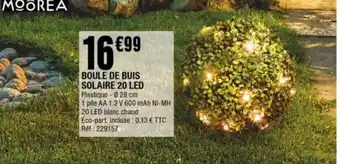 La Foir'Fouille BOULE DE BUIS SOLAIRE 20 LED offre