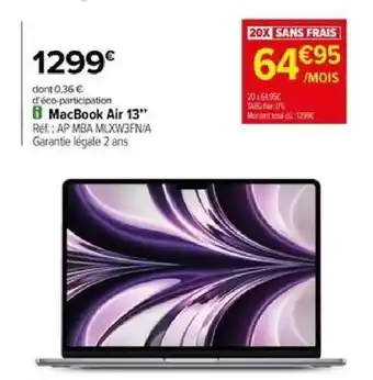 Carrefour MacBook Air 13" offre