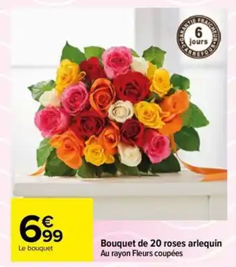 Carrefour Bouquet de 20 roses arlequin offre