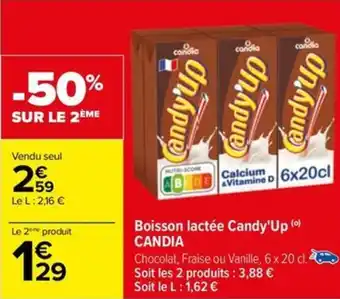 Carrefour Boisson lactée Candy'Up (0) CANDIA offre