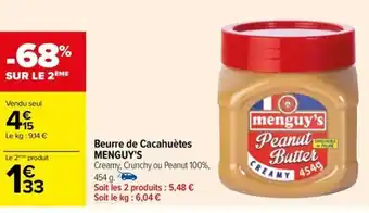 Carrefour Beurre de Cacahuètes MENGUY'S offre