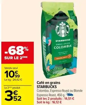Carrefour Café en grains STARBUCKS offre