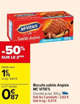 Carrefour Biscuits sablés Anglais MC VITIE'S offre