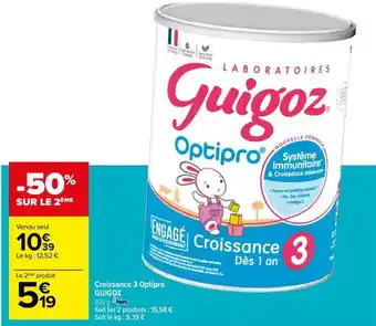 Carrefour Croissance 3 Optipro GUIGOZ 830 g. offre