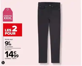 Carrefour Pantalon femme 98% coton - offre