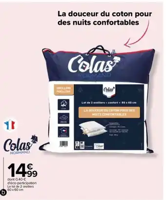 Carrefour Lot de 2 oreillers offre