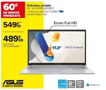 Carrefour Ordinateur portable Réf.: AS S1704ZA-AU203W 13 offre