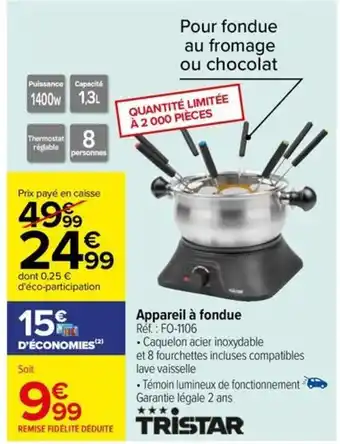 Carrefour Appareil à fondue Ref.: FO-1106 offre
