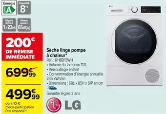 Sèche linge pompe à chaleur* Réf. : RH8D13WH