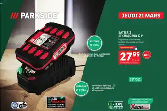 Lidl BATTERIE ET CHARGEUR 20 V offre