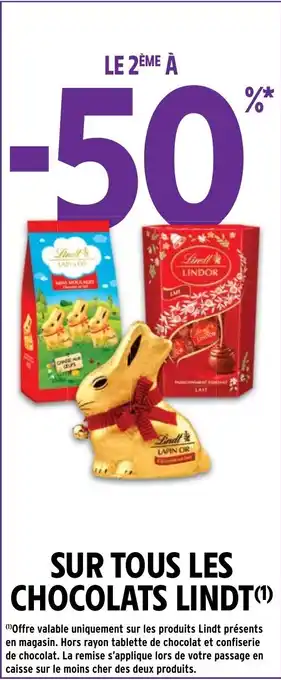 Intermarché SUR TOUS LES CHOCOLATS LINDT(¹) offre