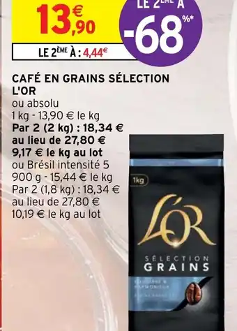 Intermarché CAFÉ EN GRAINS SÉLECTION L'OR offre