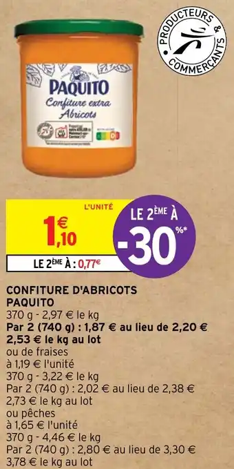 Intermarché CONFITURE D'ABRICOTS PAQUITO offre