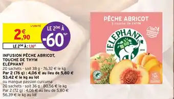 Intermarché INFUSION PÊCHE ABRICOT, TOUCHE DE THYM ELÉPHANT offre