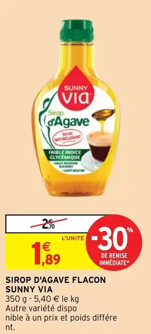 Intermarché SIROP D'AGAVE FLACON SUNNY VIA offre