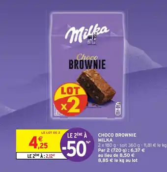 Intermarché CHOCO BROWNIE MILKA offre