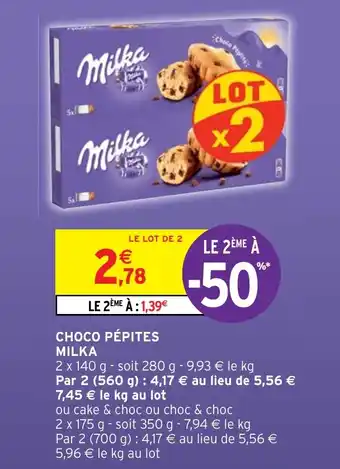 Intermarché CHOCO PÉPITES MILKA offre