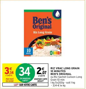 Intermarché RIZ VRAC LONG GRAIN 10 MINUTES BEN'S ORIGINAL offre
