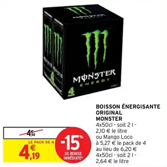 Intermarché BOISSON ÉNERGISANTE ORIGINAL MONSTER offre