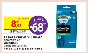 Intermarché RASOIRS XTREME 3 ULTIMATE COMFORT X8 WILKINSON offre