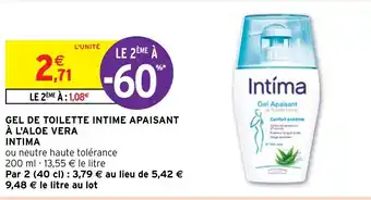 Intermarché GEL DE TOILETTE INTIME APAISANT À L'ALOE VERA INTIMA offre