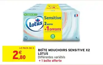 Intermarché BOÎTE MOUCHOIRS SENSITIVE X2 LOTUS offre
