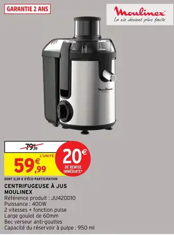 Intermarché CENTRIFUGEUSE À JUS MOULINEX offre