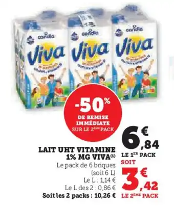Super U LAIT UHT VITAMINE 1% MG VIVA offre