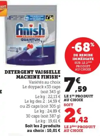 Super U DETERGENT VAISSELLE MACHINE FINISH* offre
